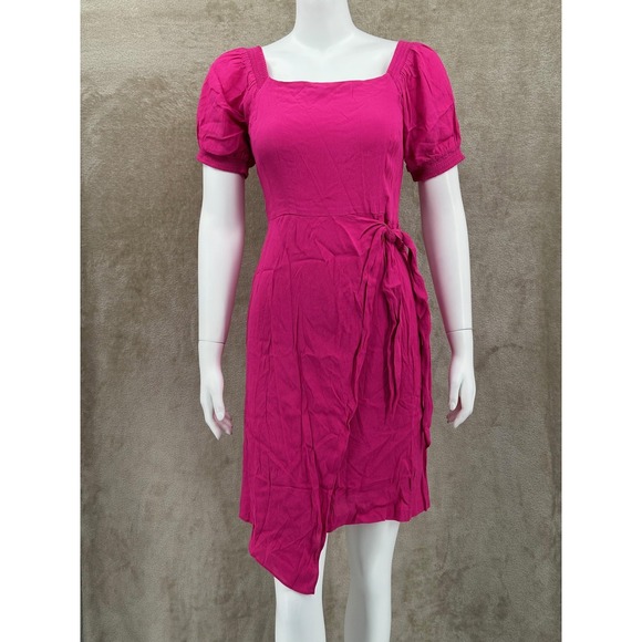 Maeve Anthropologie Dress Womens US 2 Pink Raspberry Faux Wrap Vacation Summer - Picture 1 of 12